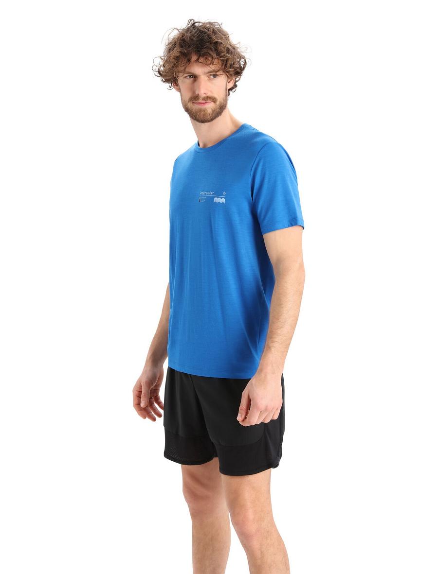 Lazurite Men's Icebreaker Merino Tech Lite II Short Sleeve Alpine Zone T Shirts | USA 1177OKIR